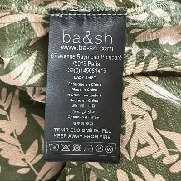 Ba&sh Lady Shirt in Tarmac Size 6 Lightweight Colored Tropical Front Tie - Picture 8 of 10